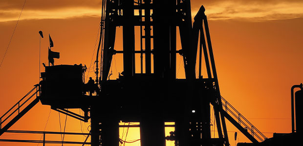 rig at sunset