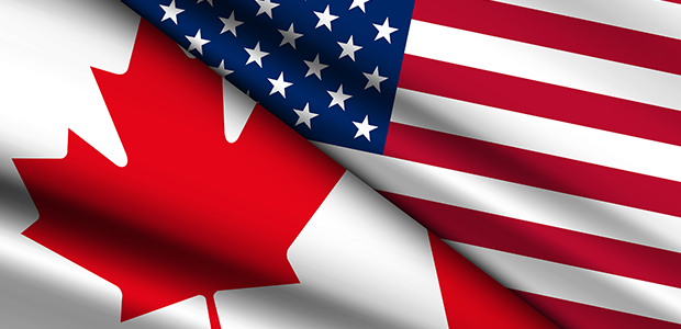 Canada and U.S. Flags