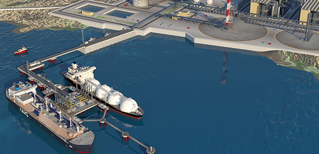 rendering of LNG tanker facility