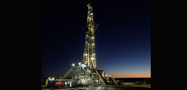 Drilling rig at night