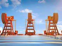 3D rendering of pump jacks