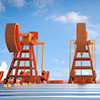 3D rendering of pump jacks